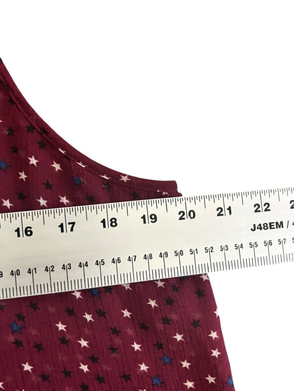 No Boundaries Women’s Burgundy Multicolored Star Pattern Sheer Top - Picture 5 of 6